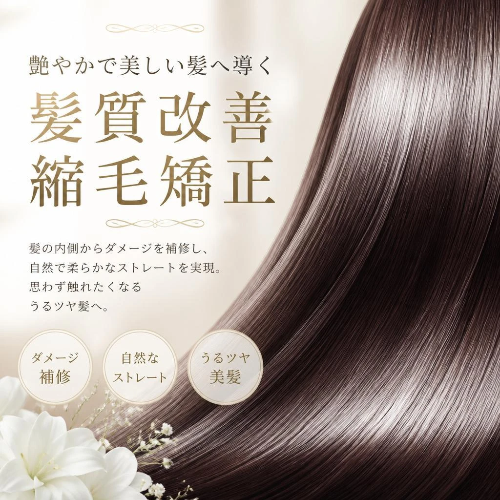 艶やかで美しい髪へ導く、髪質改善縮毛矯正